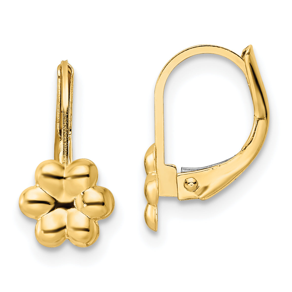 14K Madi K Polished Flower Leverback Earrings Main image