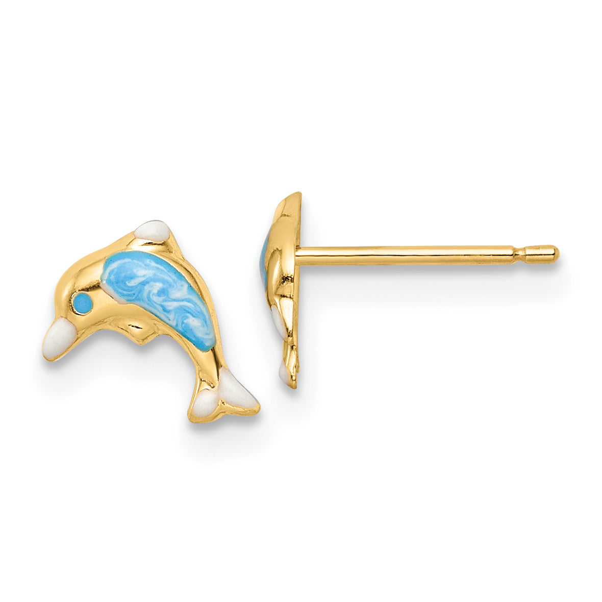 14k Madi K Polished Enameled Dolphin Post Earrings Main image