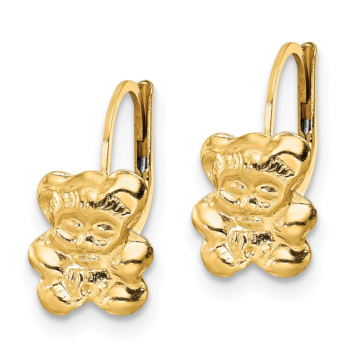 14K Madi K Polished Teddy Bear Leverback Earrings Secondary image