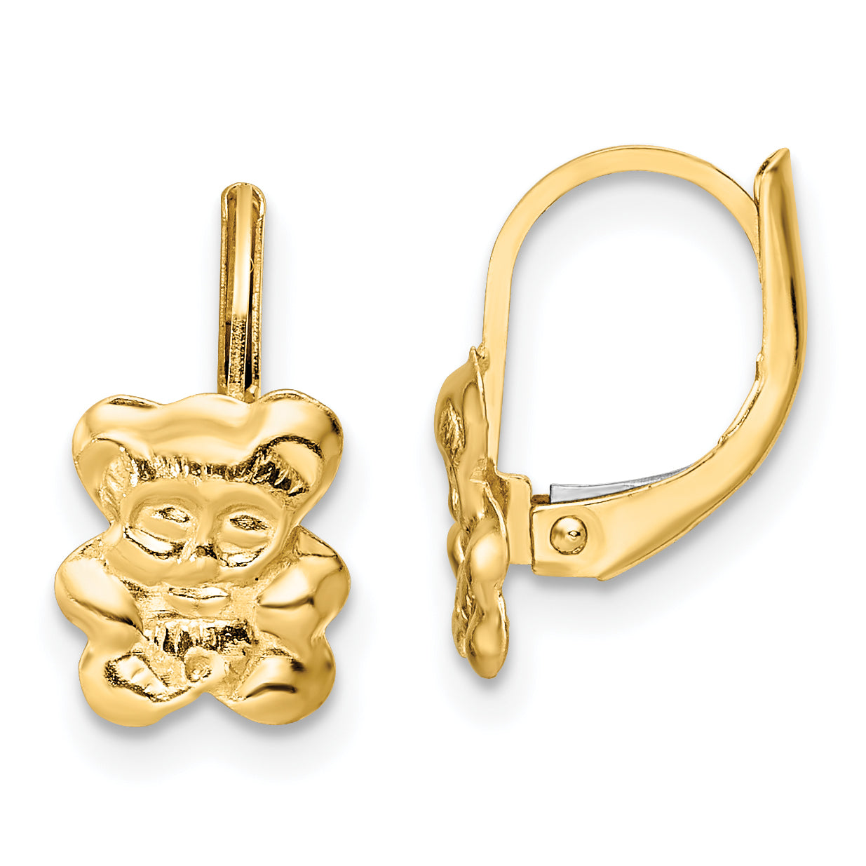 14K Madi K Polished Teddy Bear Leverback Earrings Main image