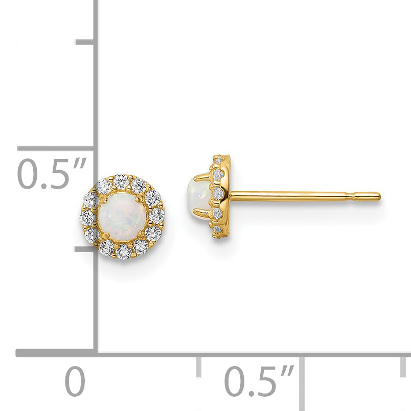 14k Madi K CZ And Created Opal Post Earrings