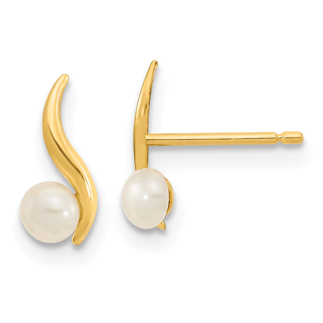 14K Madi K Polished 3.25mm Freshwater Cultured Pearl Post Earrings Main image