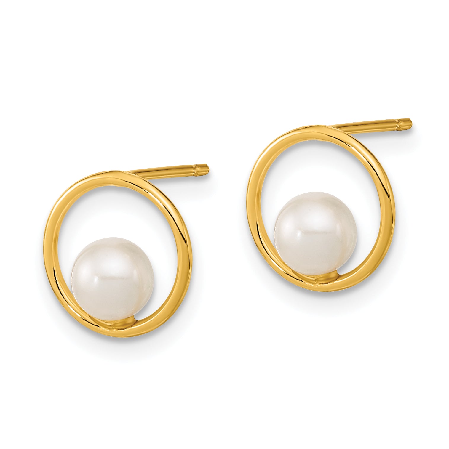14K Madi K Open Circle 5mm Freshwater Cultured Pearl Post Earrings Secondary image