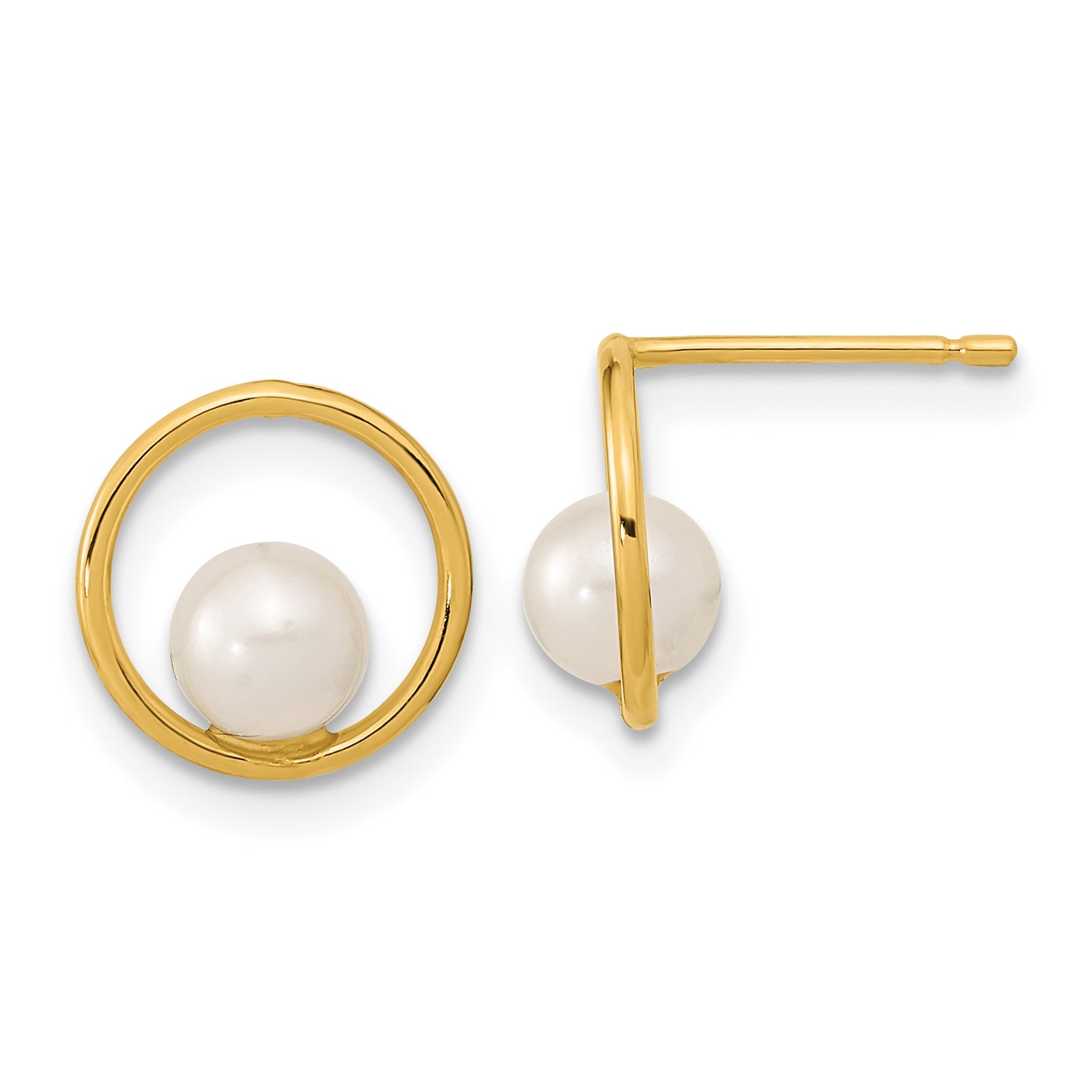 14K Madi K Open Circle 5mm Freshwater Cultured Pearl Post Earrings Main image