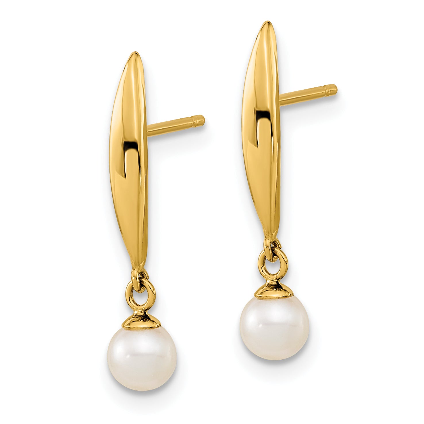 14K Madi K Polished 4mm Freshwater Cultured Pearl Post Earrings Secondary image