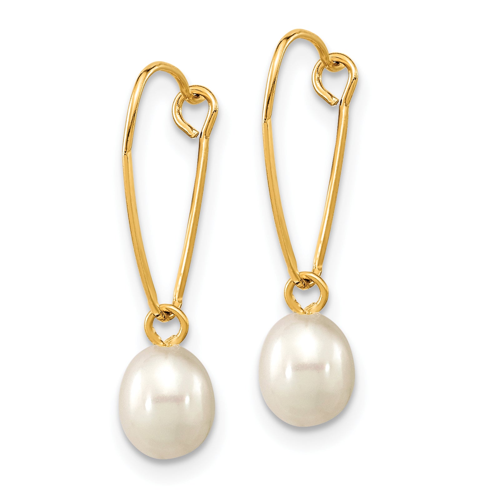 14k Madi K 6-7mm White Rice Freshwater Cultured Pearl Dangle Earrings Secondary image