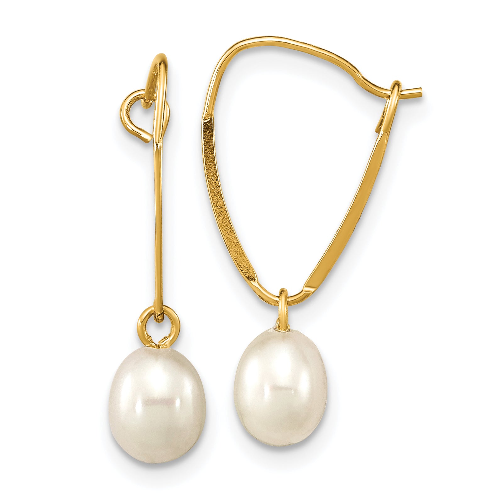 14k Madi K 6-7mm White Rice Freshwater Cultured Pearl Dangle Earrings Main image