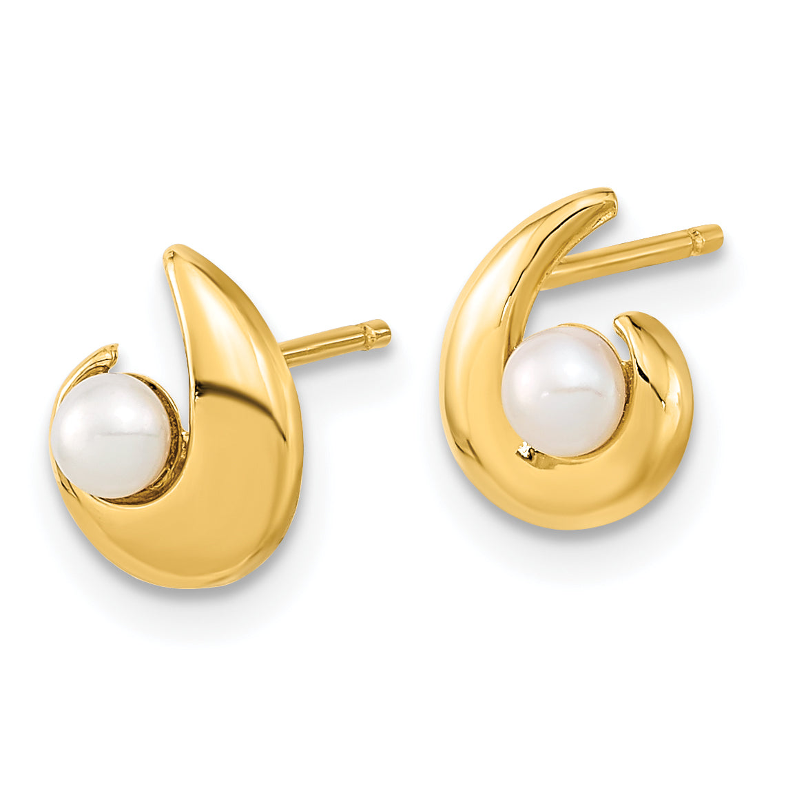 14K Madi K Polished 3.5mm Freshwater Cultured Pearl Post Earrings Secondary image