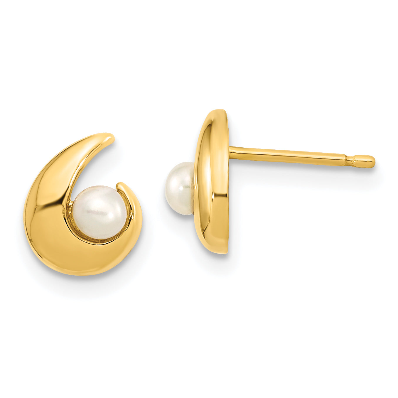 14K Madi K Polished 3.5mm Freshwater Cultured Pearl Post Earrings Main image