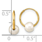 14k Madi K 5-6mm White Round Freshwater Cultured Pearl Hoop Earrings