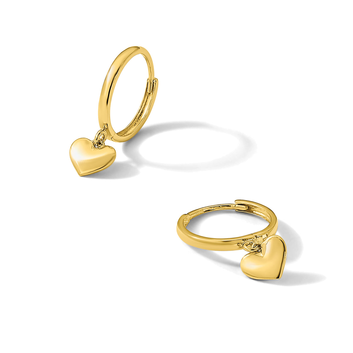 14k Madi K Polished Heart Dangle Hinged Hoop Earrings