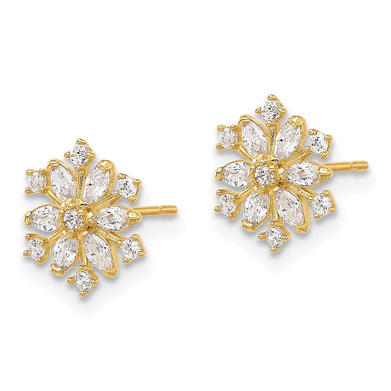 14k Madi K Polished CZ Snowflake Post Earrings Secondary image