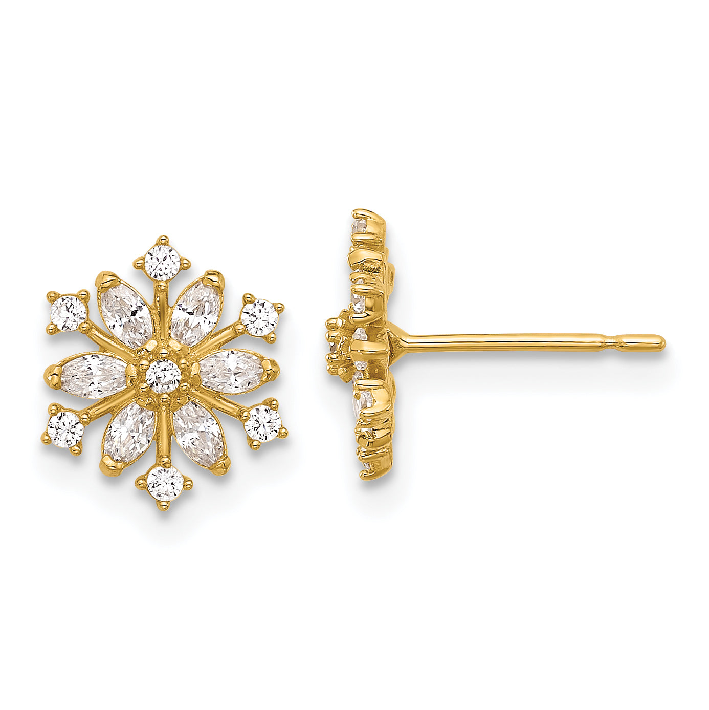14k Madi K Polished CZ Snowflake Post Earrings Main image