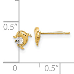 14k Madi K Polished CZ Dolphin Post Earrings