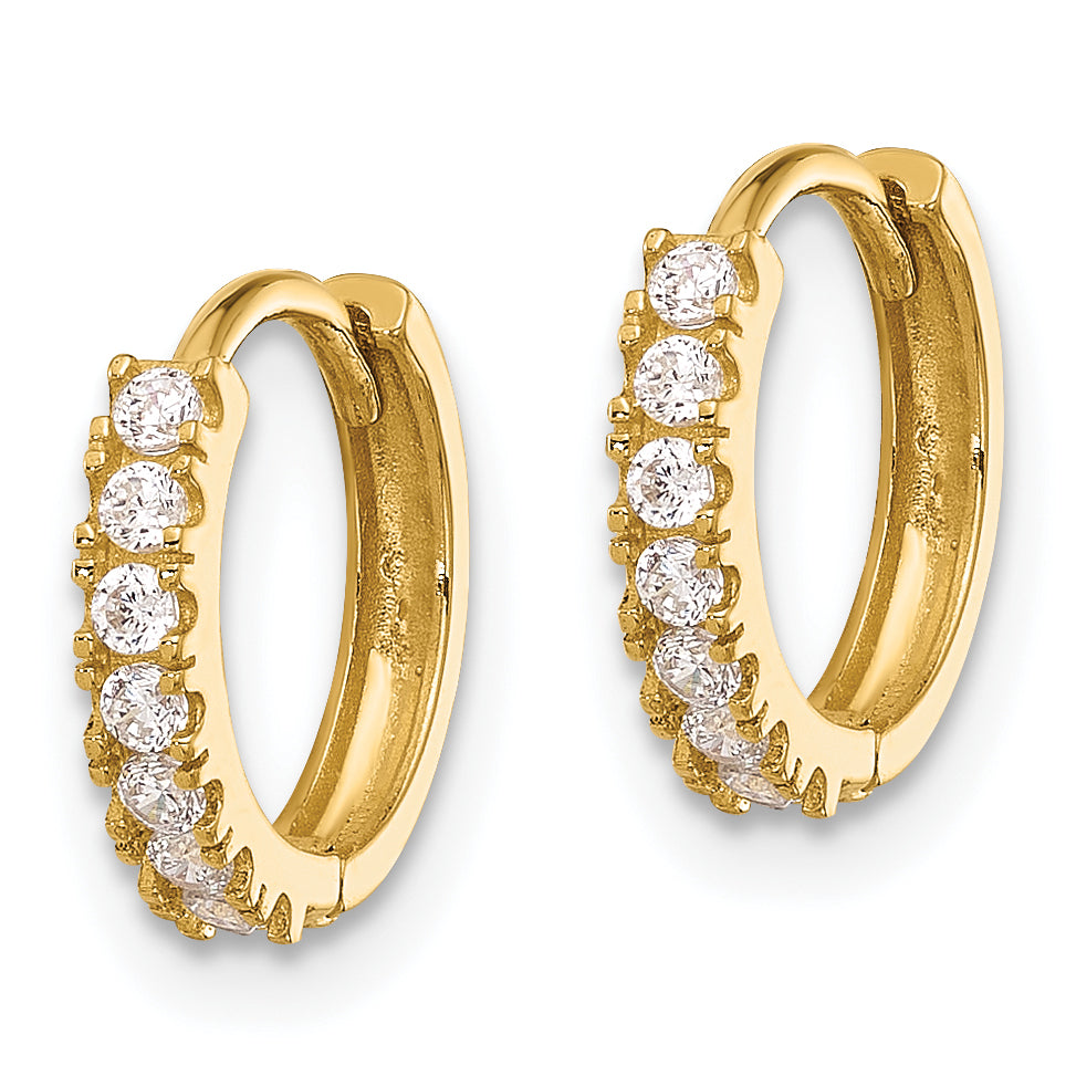 14k Madi K Polished CZ 2mm Hinged Huggie Hoop Earrings Secondary image