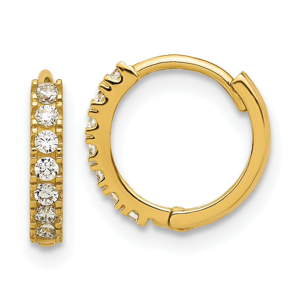 14k Madi K Polished CZ 2mm Hinged Huggie Hoop Earrings Main image