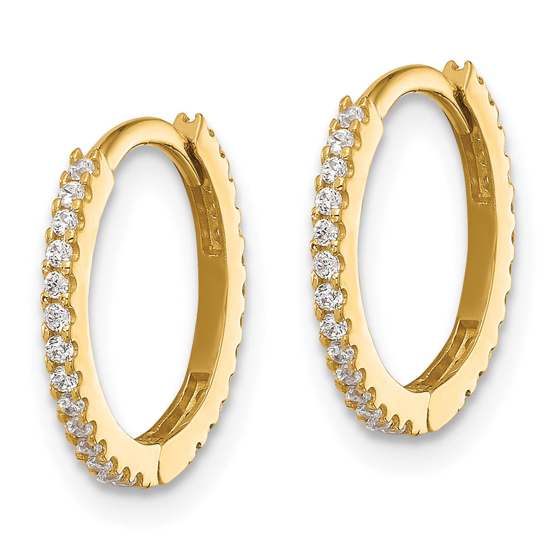 14k Madi K Polished CZ 1.25mm Hinged Huggie Hoop Earrings Secondary image