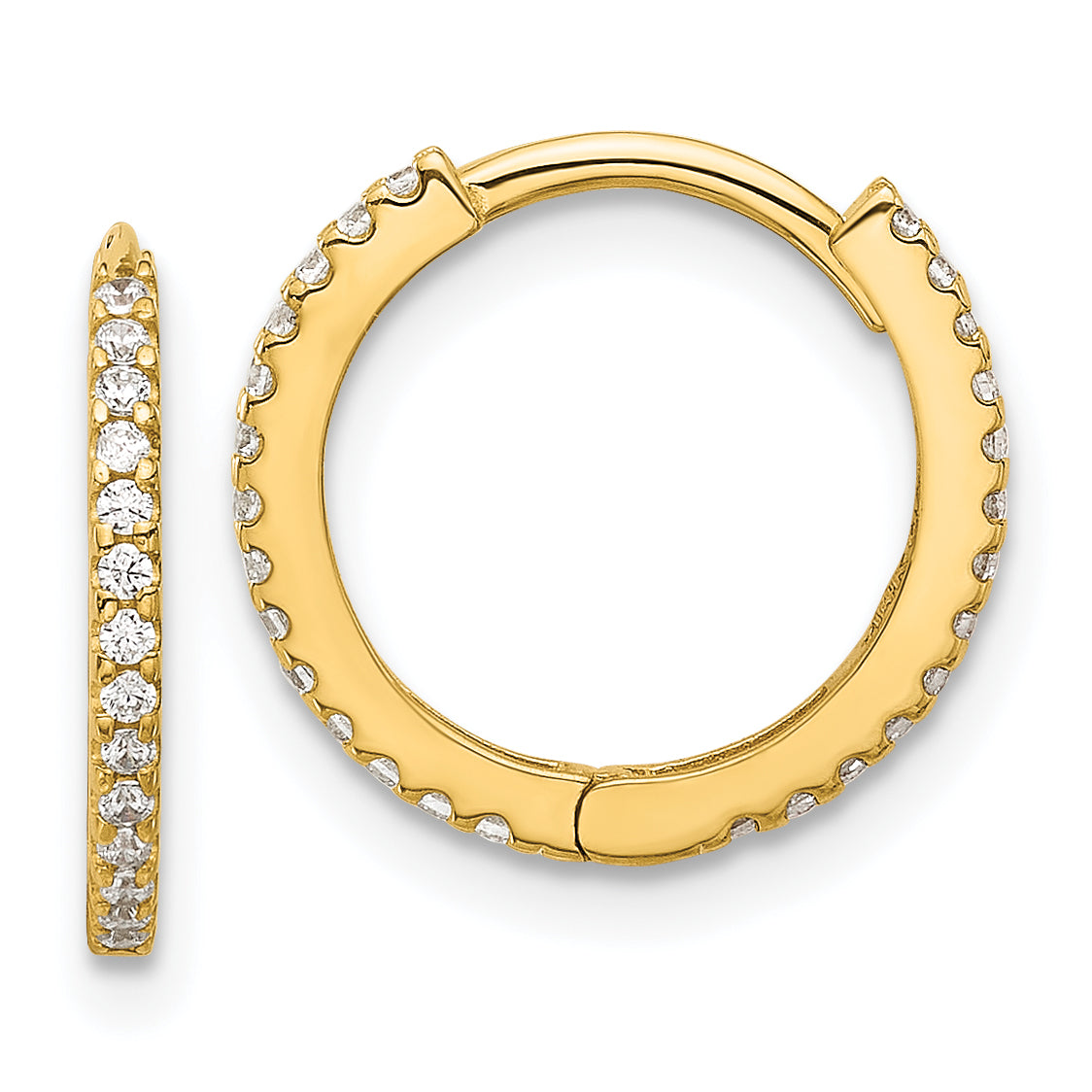 14k Madi K Polished CZ 1.25mm Hinged Huggie Hoop Earrings Main image