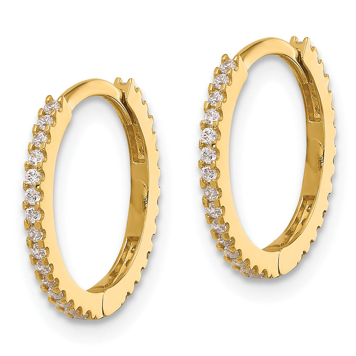 14k Madi K Polished CZ 1.25mm Hinged Huggie Hoop Earrings Secondary image