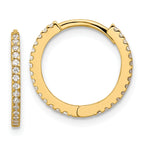 14k Madi K Polished CZ 1.25mm Hinged Huggie Hoop Earrings