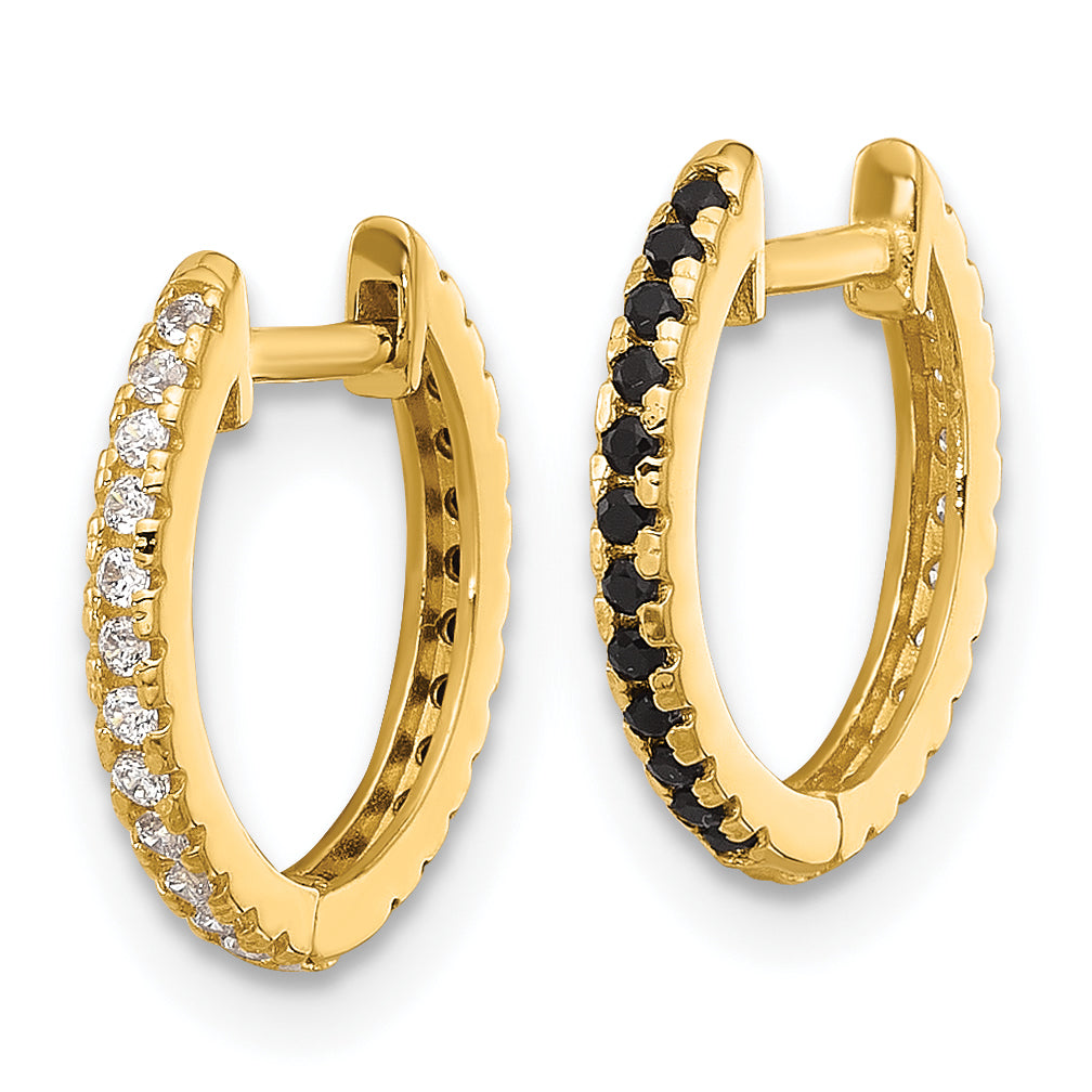 14k Madi K Black and White CZ Reversible Hinged Huggie Hoop Earrings Secondary image