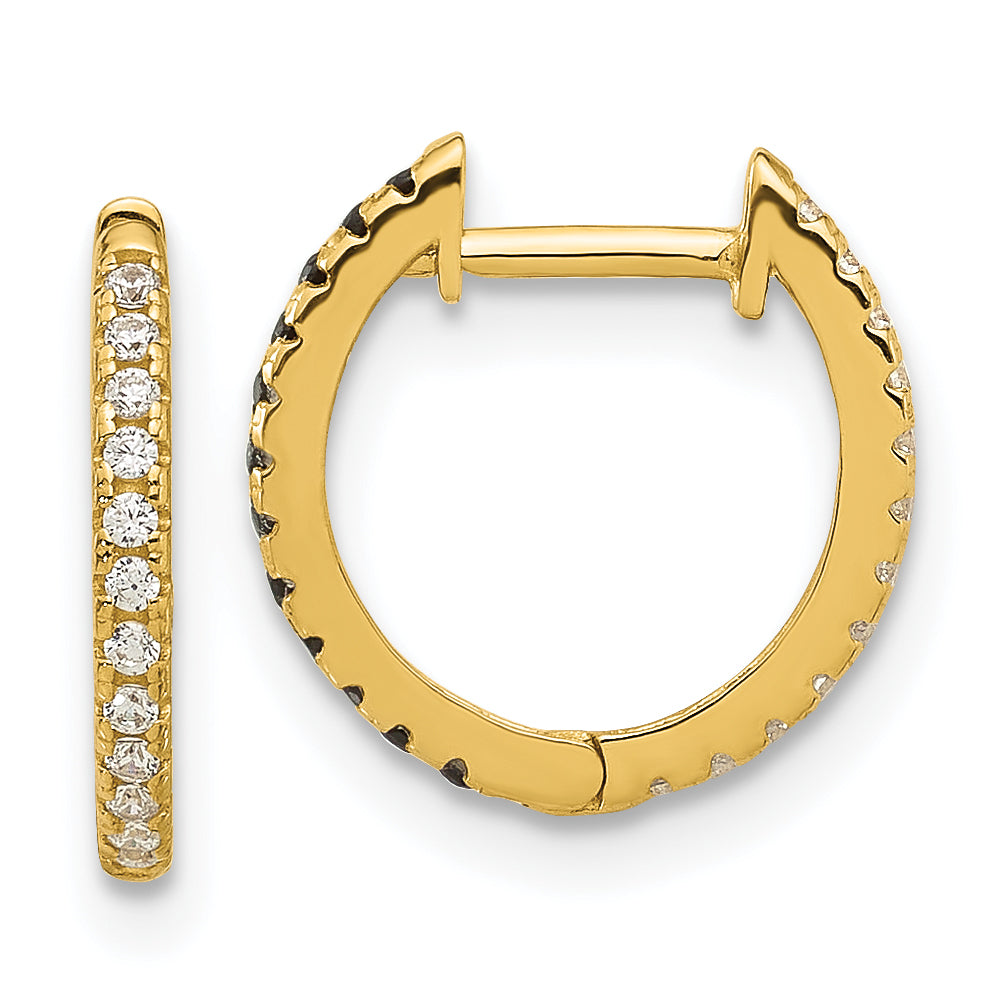 14k Madi K Black and White CZ Reversible Hinged Huggie Hoop Earrings Main image