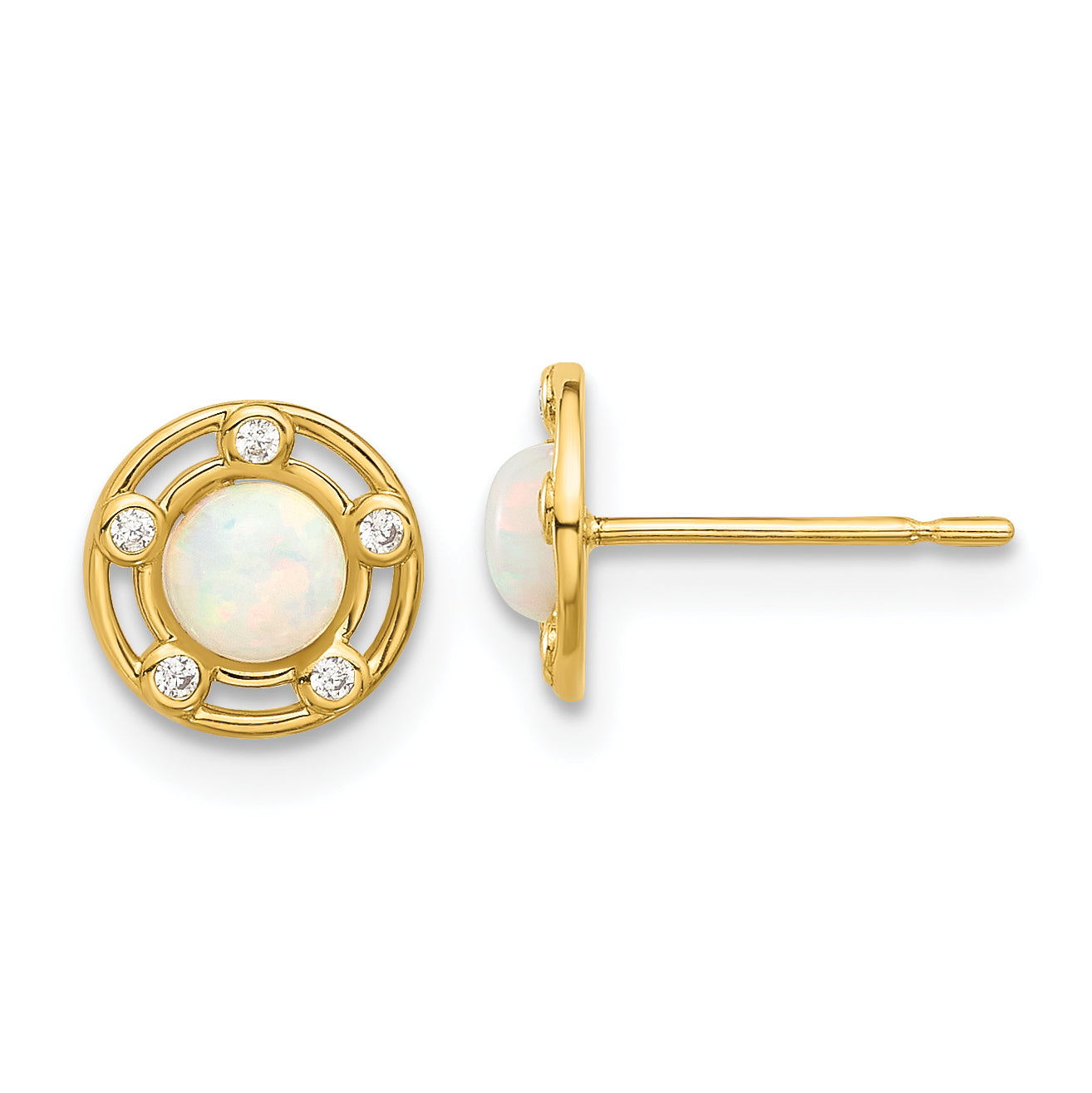 14k Madi K Polished Created Opal and CZ Post Earrings Main image