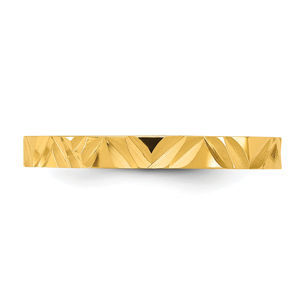 14K Madi K Diamond-cut Zig-Zag Design 2mm Flat Band Size 3 Baby / Children's Ring