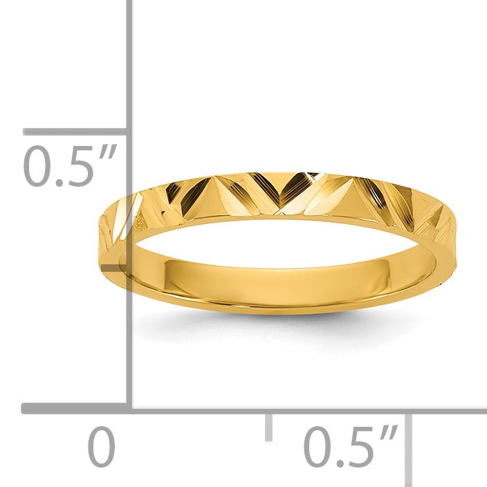 14K Madi K Diamond-cut Zig-Zag Design 2mm Flat Band Size 3 Baby / Children's Ring