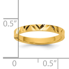14K Madi K Diamond-cut Zig-Zag Design 2mm Flat Band Size 3 Baby / Children's Ring