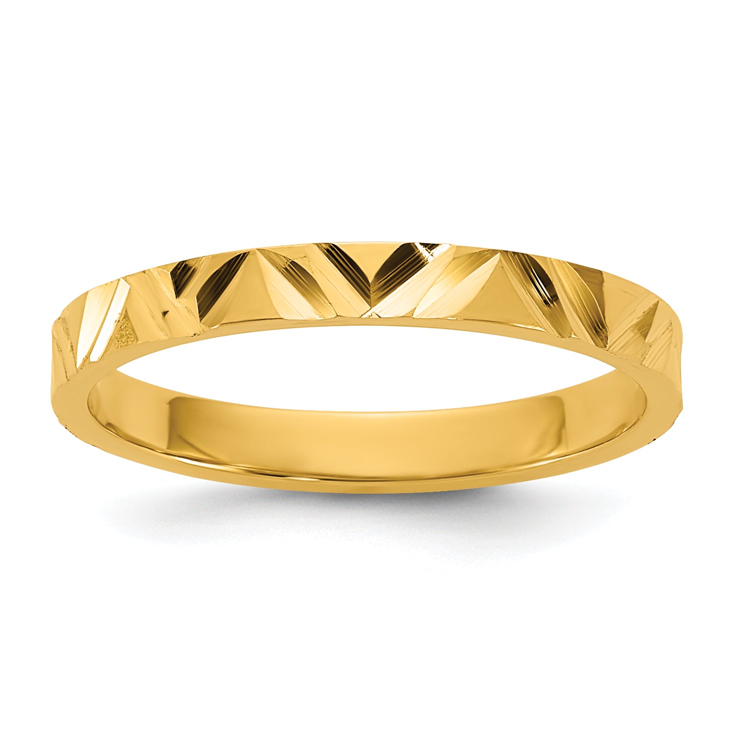 14K Madi K Diamond-cut Zig-Zag Design 2mm Flat Band Size 3 Baby / Children's Ring