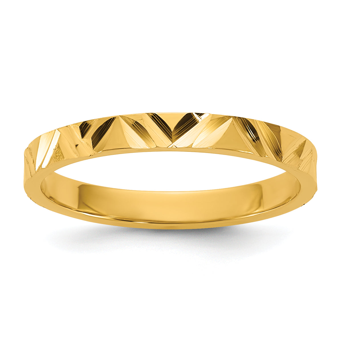 14K Madi K Diamond-cut Zig-Zag Design 2mm Flat Band Size 3 Baby / Children's Ring