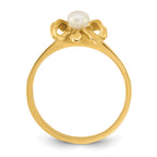 14k Madi K Polished 3-4mm Button White Freshwater Cultured Pearl Bow Size 4 Childrens Ring