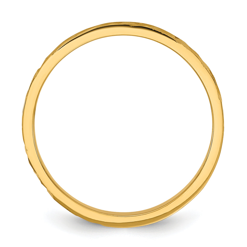 14K Madi K Diamond-cut Design 2mm Flat Band Size 3 Baby / Children's Ring