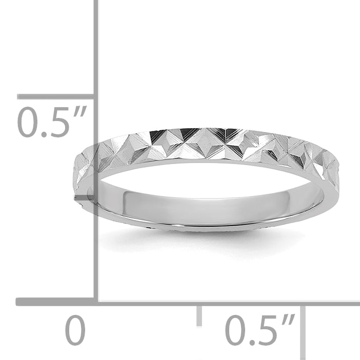 14K White Gold Madi K Diamond-cut Design 2mm Flat Band Size 3 Baby / Children's Ring