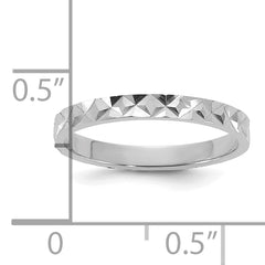 14K White Gold Madi K Diamond-cut Design 2mm Flat Band Size 3 Baby / Children's Ring