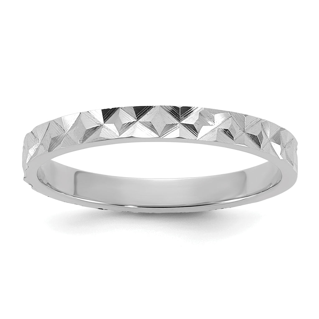 14K White Gold Madi K Diamond-cut Design 2mm Flat Band Size 3 Baby / Children's Ring