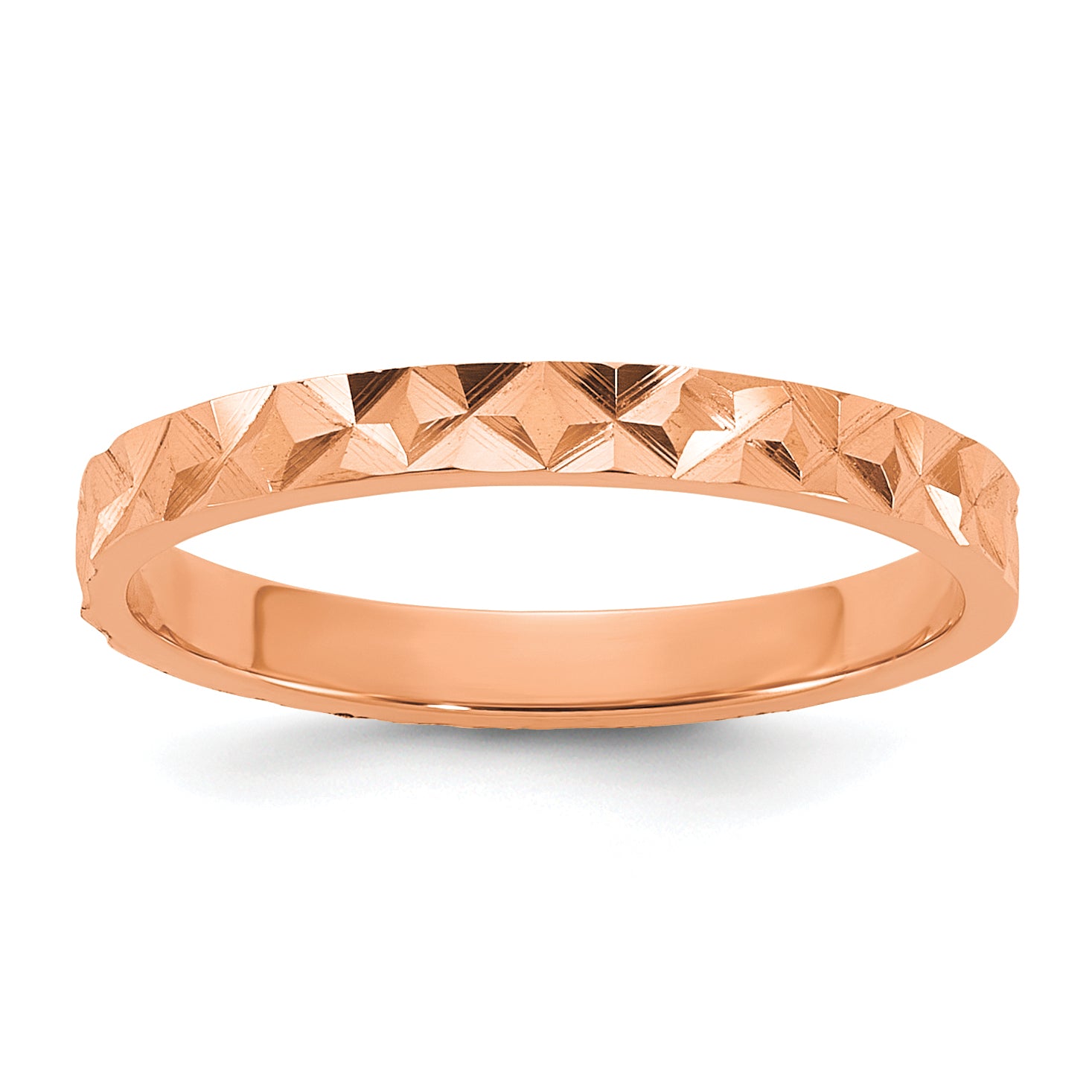 14K Rose Gold Madi K Diamond-cut Design 2mm Flat Band Size 3 Baby / Children's Ring Main image