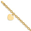 14K Engravable 18x15mm Solid Dangle Heart Charm and Hollow Chain 7.25 inch Bracelet