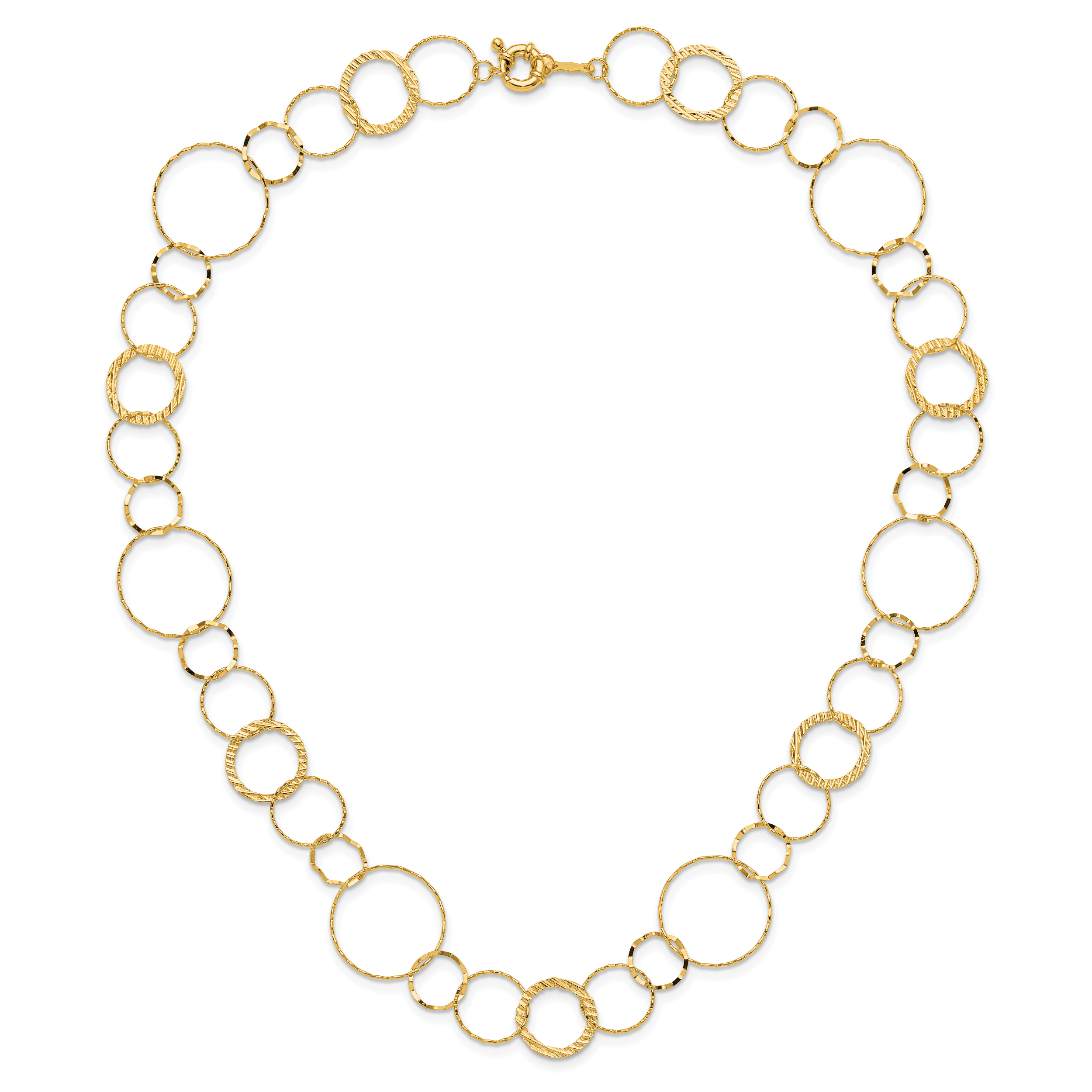 14K Polished Diamond-Cut and Textured Circles 18 inch Necklace Secondary image