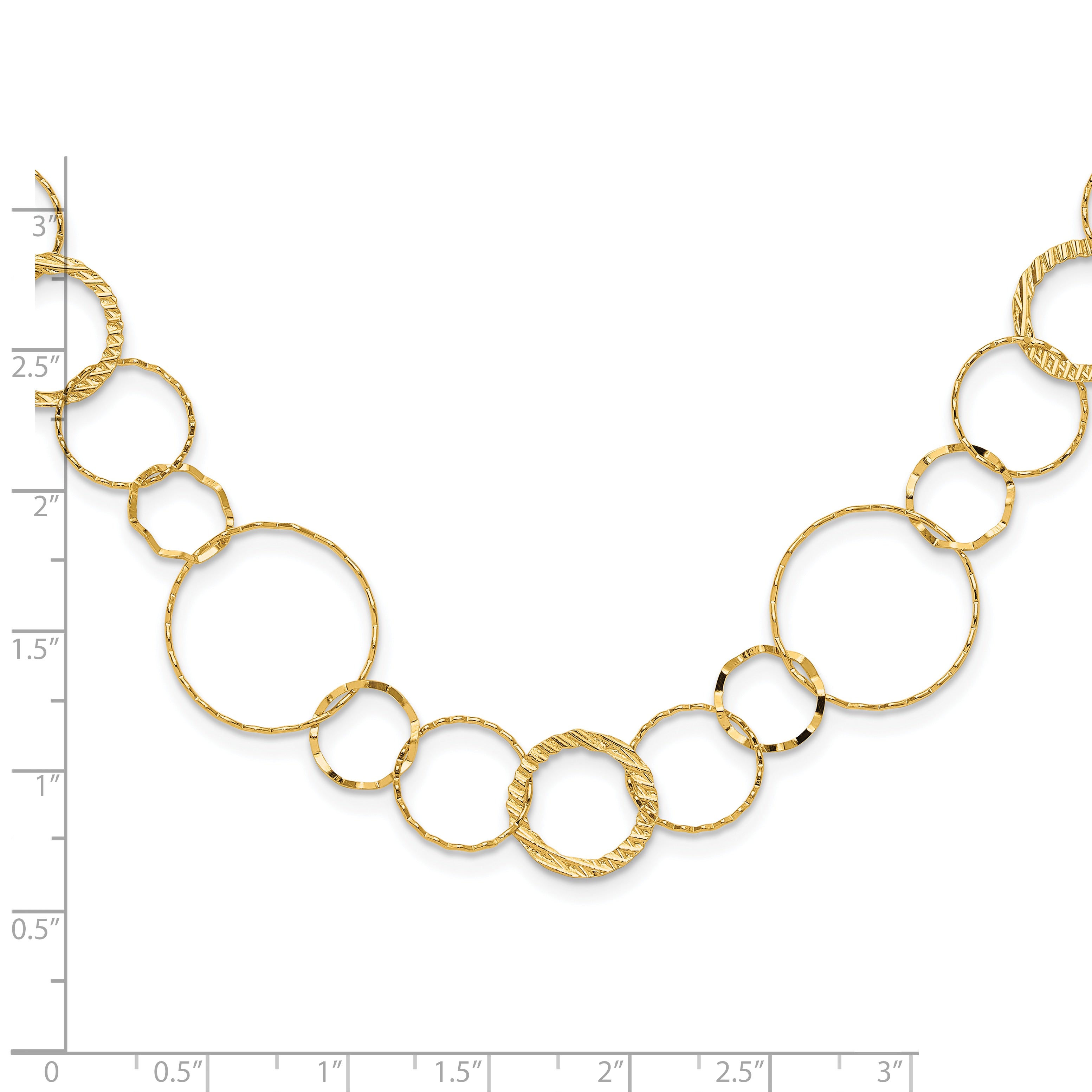 14K Polished Diamond-cut and Textured Circles 24 inch Necklace Secondary image
