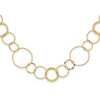 14K Polished Diamond-Cut and Textured Circles 18 inch Necklace