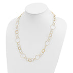 14K Polished Diamond-cut and Textured Circles 24 inch Necklace