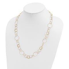14K Polished Diamond-cut and Textured Circles 24 inch Necklace