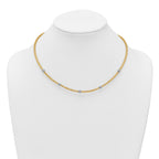 14k Polished with Rhodium 5-Station Diamond-cut Beads 4mm Flexible Mesh 18 inch Necklace