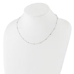 14K White Gold Polished Cube Stations 16 inch Necklace Plus 2 inch Extender
