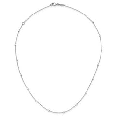 14K White Gold Polished Cube Stations 16 inch Necklace Plus 2 inch Extender