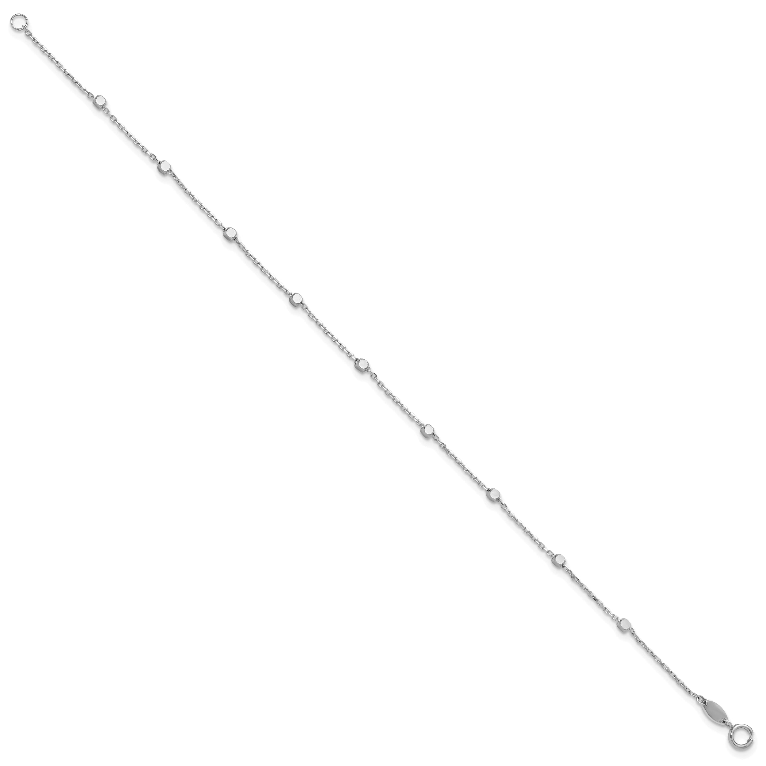 14K White Gold Polished Cube Stations 7.75 inch Bracelet