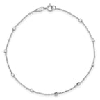 14K White Gold Polished Cube Stations 7.75 inch Bracelet