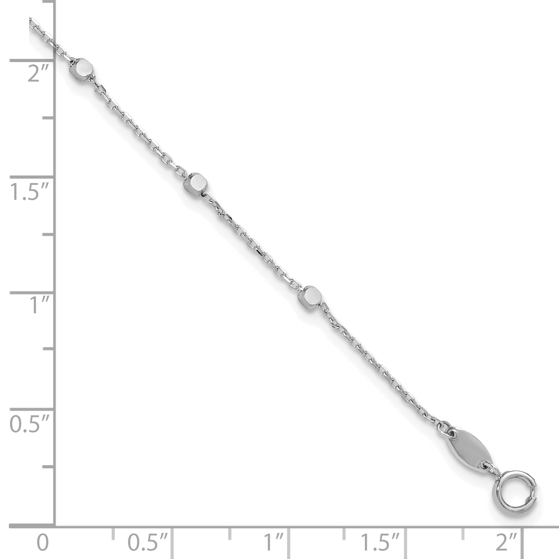 14K White Gold Polished Cube Stations 7.75 inch Bracelet